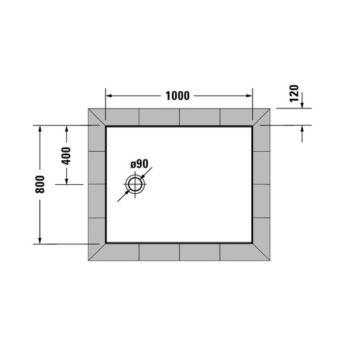 Immagine di Duravit TEMPANO piatto doccia filo pavimento rettangolare L.100 P.80 cm, con foglio impermeabile premontato e Antislip, colore bianco finitura lucido 720194000000001