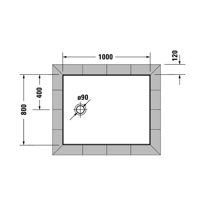 Immagine di Duravit TEMPANO piatto doccia filo pavimento rettangolare L.100 P.80 cm, con foglio impermeabile premontato e Antislip, colore bianco finitura lucido 720194000000001