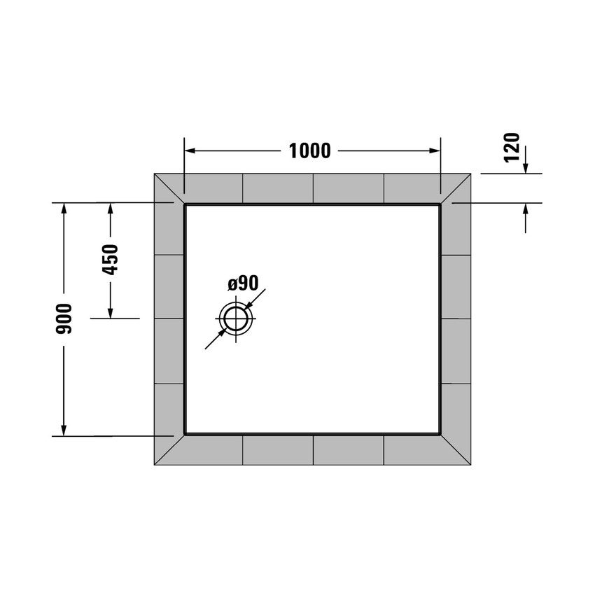 Immagine di Duravit TEMPANO piatto doccia filo pavimento rettangolare L.100 P.90 cm, con foglio impermeabile premontato e Antislip, colore bianco finitura lucido 720195000000001