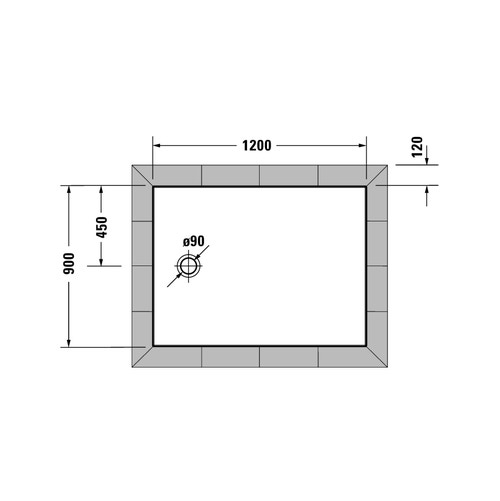 Immagine di Duravit TEMPANO piatto doccia filo pavimento rettangolare L.120 P.90 cm, con foglio impermeabile premontato e Antislip, colore bianco finitura lucido 720198000000001