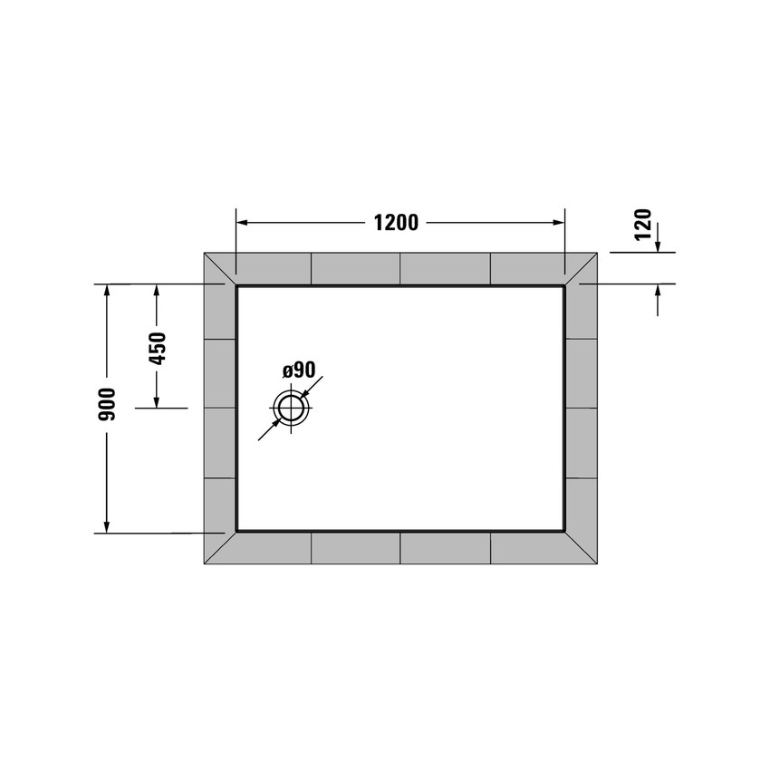 Immagine di Duravit TEMPANO piatto doccia filo pavimento rettangolare L.120 P.90 cm, con foglio impermeabile premontato e Antislip, colore bianco finitura lucido 720198000000001