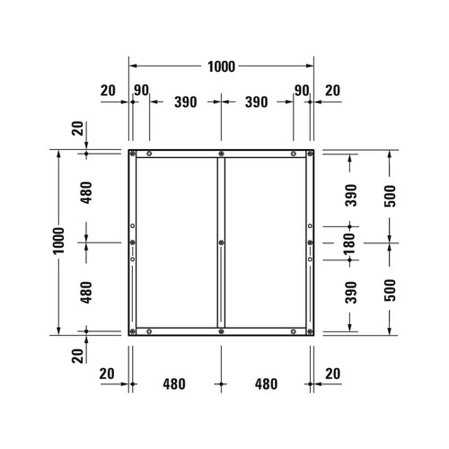 Immagine di Duravit Telaio con piedi 100 cm, regolabili in altezza 70-100 791375000000000
