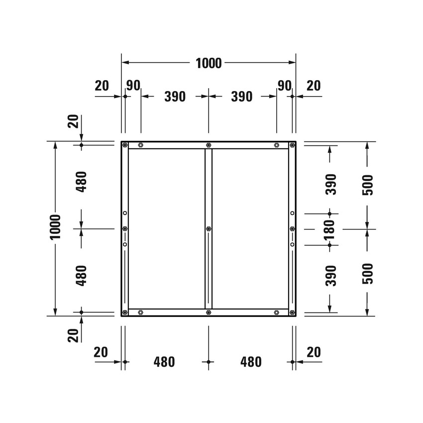 Immagine di Duravit Telaio con piedi 100 cm, regolabili in altezza 70-100 791375000000000