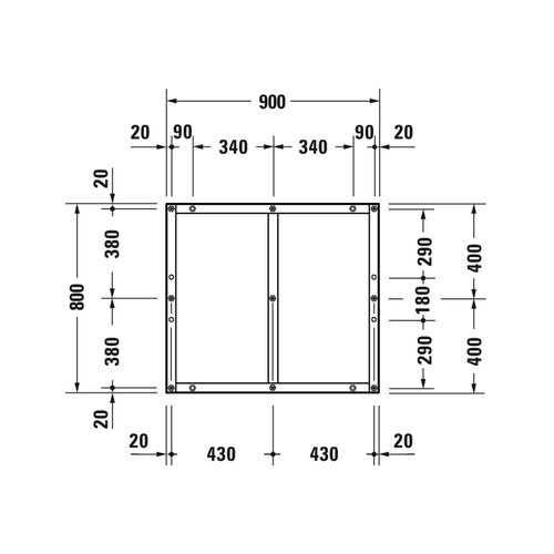 Immagine di Duravit Telaio con piedi L.90 P.80 cm, regolabili in altezza 70-100 791378000000000