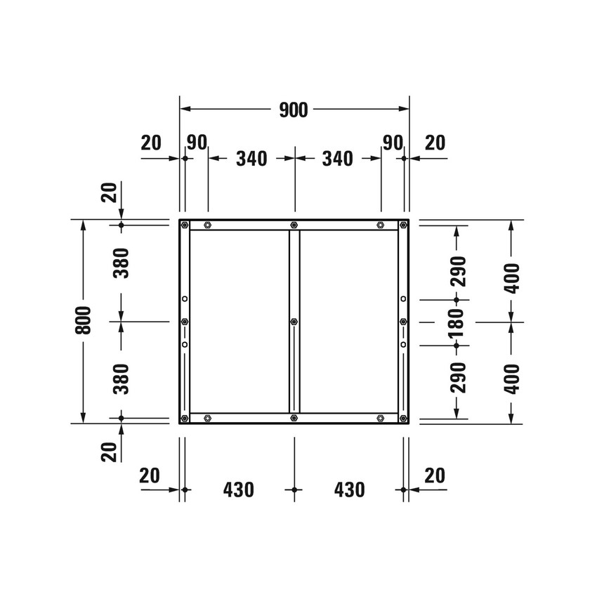 Immagine di Duravit Telaio con piedi L.90 P.80 cm, regolabili in altezza 70-100 791378000000000