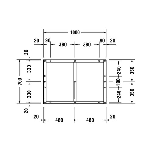 Immagine di Duravit Telaio con piedi L.100 P.70 cm, regolabili in altezza 70-100 791379000000000