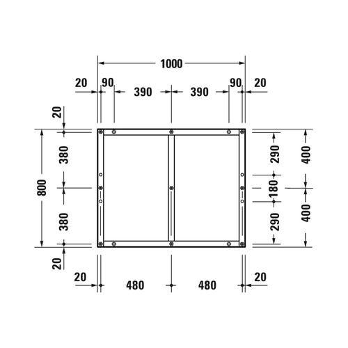 Immagine di Duravit Telaio con piedi L.100 P.80 cm, regolabili in altezza 70-100 791380000000000