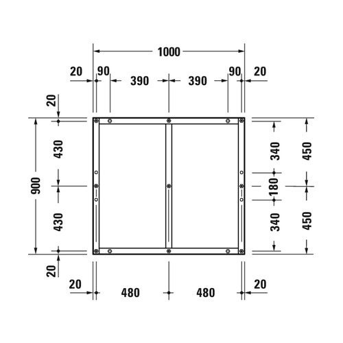 Immagine di Duravit Telaio con piedi L.100 P.90 cm, regolabili in altezza 70-100 791381000000000