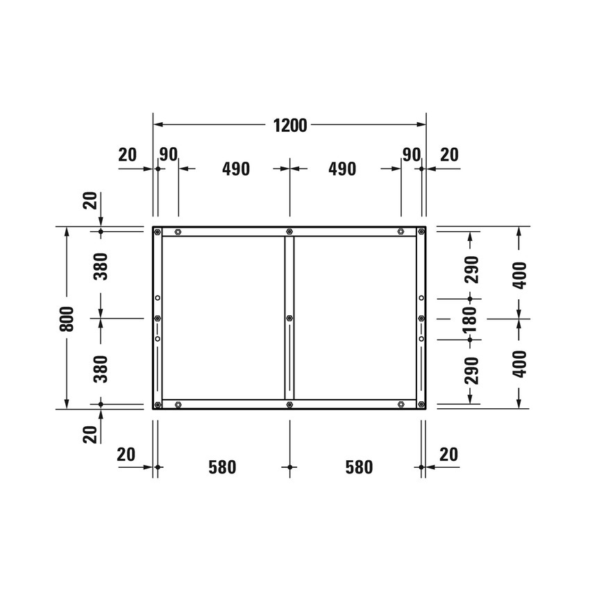 Immagine di Duravit Telaio con piedi L.120 P.80 cm, regolabili in altezza 70-100 791383000000000