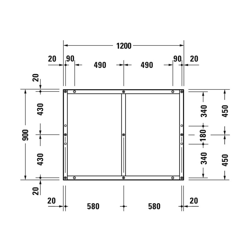 Immagine di Duravit Telaio con piedi L.120 P.90 cm, regolabili in altezza 70-100 791384000000000