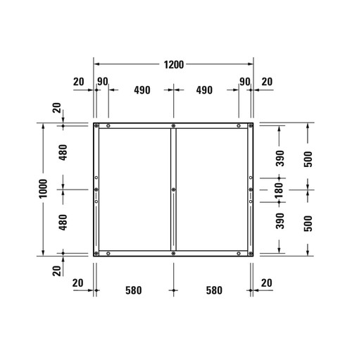 Immagine di Duravit Telaio con piedi L.120 P.100 cm, regolabili in altezza 70-100 791385000000000