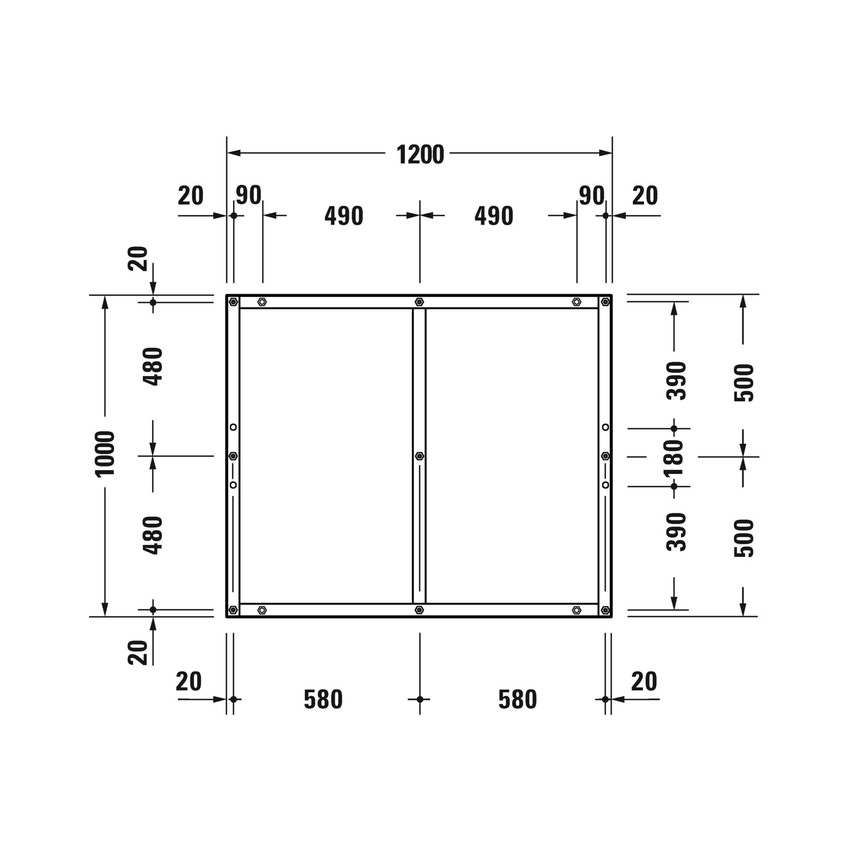 Immagine di Duravit Telaio con piedi L.120 P.100 cm, regolabili in altezza 70-100 791385000000000