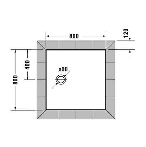 Immagine di Duravit TEMPANO piatto doccia filo pavimento quadrato 80 cm, con foglio impermeabile premontato e Antislip, colore bianco finitura lucido 720187000000001