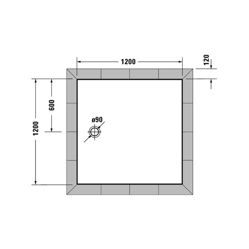 Immagine di Duravit TEMPANO piatto doccia filo pavimento quadrato 120 cm, con foglio impermeabile premontato e Antislip, colore bianco finitura lucido 720190000000001