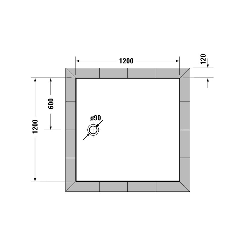 Immagine di Duravit TEMPANO piatto doccia filo pavimento quadrato 120 cm, con foglio impermeabile premontato e Antislip, colore bianco finitura lucido 720190000000001
