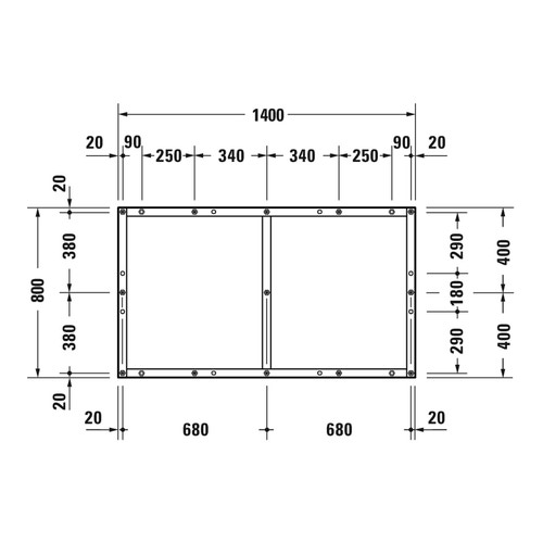 Immagine di Duravit Telaio con piedi L.140 P.80 cm, regolabili in altezza 70-100 791387000000000