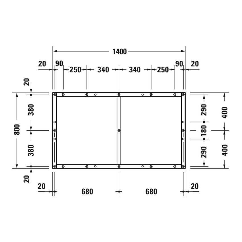 Immagine di Duravit Telaio con piedi L.140 P.80 cm, regolabili in altezza 70-100 791387000000000
