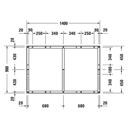 Immagine di Duravit Telaio con piedi L.140 P.90 cm, regolabili in altezza 70-100 791388000000000