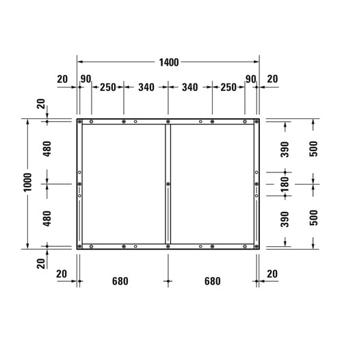 Immagine di Duravit Telaio con piedi L.140 P.100 cm, regolabili in altezza 70-100 791389000000000