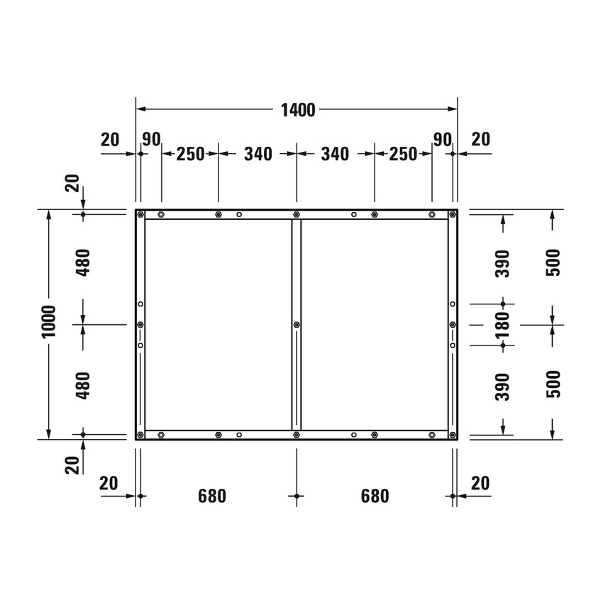 Immagine di Duravit Telaio con piedi L.140 P.100 cm, regolabili in altezza 70-100 791389000000000