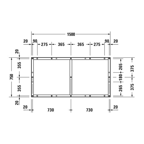 Immagine di Duravit Telaio con piedi L.150 P.75 cm, regolabili in altezza 70-100 791390000000000