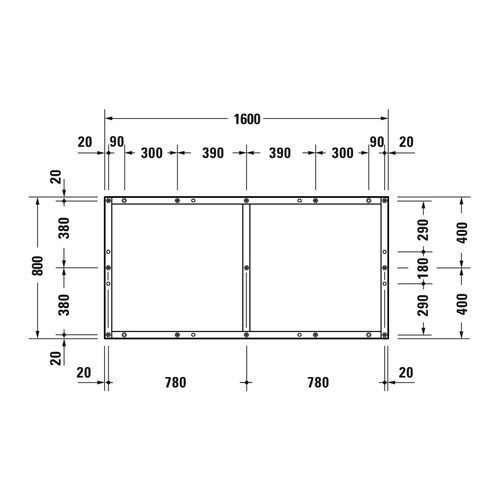 Immagine di Duravit Telaio con piedi L.160 P.80 cm, regolabili in altezza 70-100 791393000000000