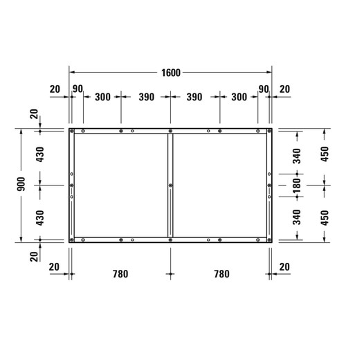 Immagine di Duravit Telaio con piedi L.160 P.90 cm, regolabili in altezza 70-100 791394000000000