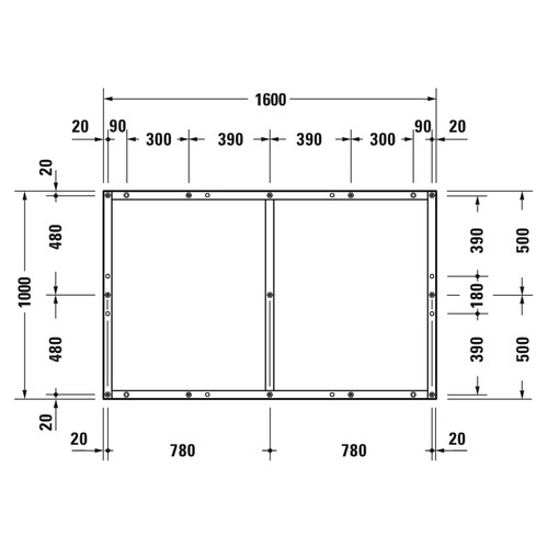 Immagine di Duravit Telaio con piedi L.160 P.100 cm, regolabili in altezza 70-100 791395000000000