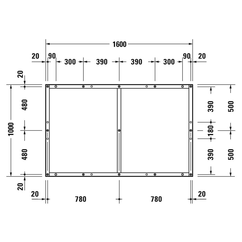 Immagine di Duravit Telaio con piedi L.160 P.100 cm, regolabili in altezza 70-100 791395000000000