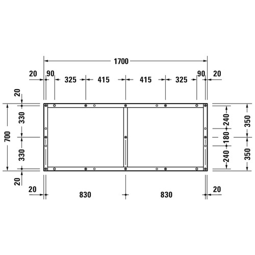 Immagine di Duravit Telaio con piedi L.170 P.70 cm, regolabili in altezza 70-100 791396000000000