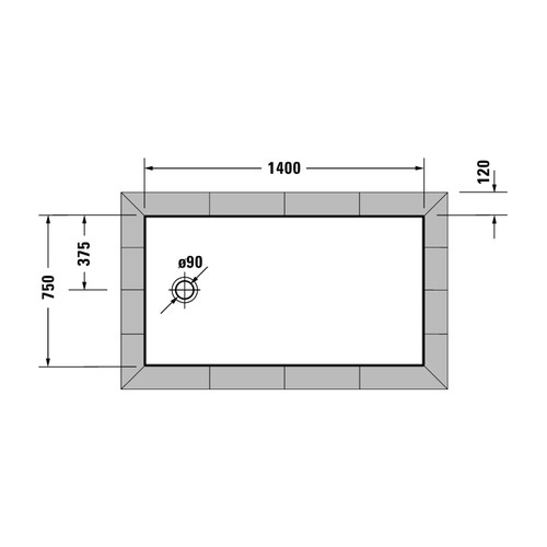 Immagine di Duravit TEMPANO piatto doccia filo pavimento rettangolare L.140 P.75 cm, con foglio impermeabile premontato e Antislip, colore bianco finitura lucido 720200000000001