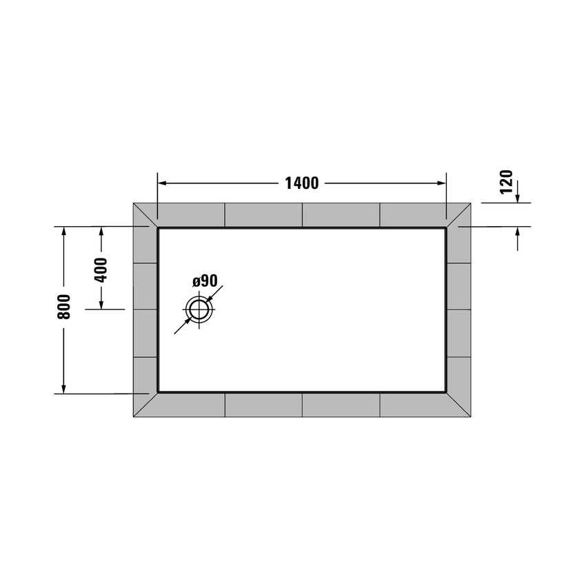 Immagine di Duravit TEMPANO piatto doccia filo pavimento rettangolare L.140 P.80 cm, con foglio impermeabile premontato e Antislip, colore bianco finitura lucido 720201000000001