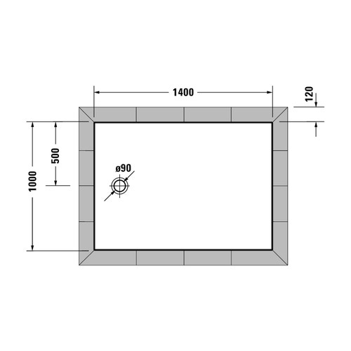 Immagine di Duravit TEMPANO piatto doccia filo pavimento rettangolare L.140 P.100 cm, con foglio impermeabile premontato e Antislip, colore bianco finitura lucido 720203000000001
