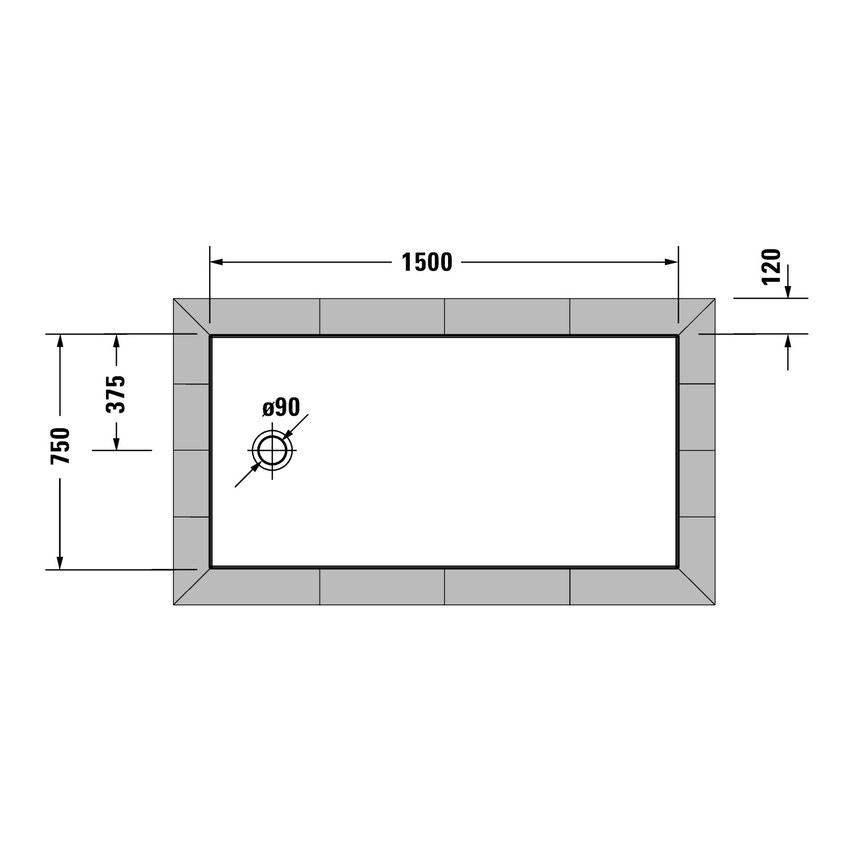 Immagine di Duravit TEMPANO piatto doccia filo pavimento rettangolare L.150 P.75 cm, con foglio impermeabile premontato e Antislip, colore bianco finitura lucido 720204000000001