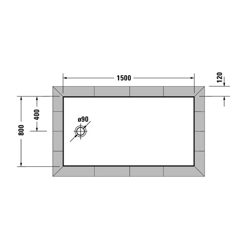 Immagine di Duravit TEMPANO piatto doccia filo pavimento rettangolare L.150 P.80 cm, con foglio impermeabile premontato e Antislip, colore bianco finitura lucido 720205000000001