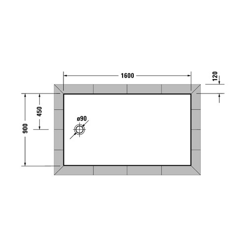Immagine di Duravit TEMPANO piatto doccia filo pavimento rettangolare L.160 P.90 cm, con foglio impermeabile premontato e Antislip, colore bianco finitura lucido 720208000000001