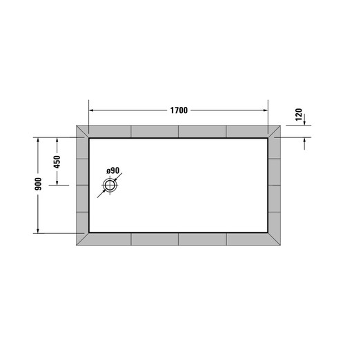 Immagine di Duravit TEMPANO piatto doccia filo pavimento rettangolare L.170 P.90 cm, con foglio impermeabile premontato e Antislip, colore bianco finitura lucido 720212000000001