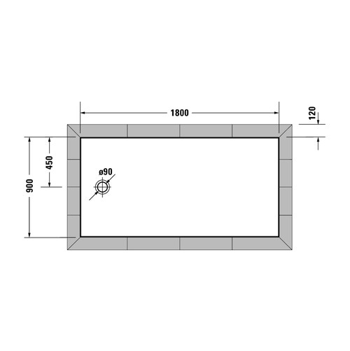 Immagine di Duravit TEMPANO piatto doccia filo pavimento rettangolare L.180 P.90 cm, con foglio impermeabile premontato e Antislip, colore bianco finitura lucido 720213000000001