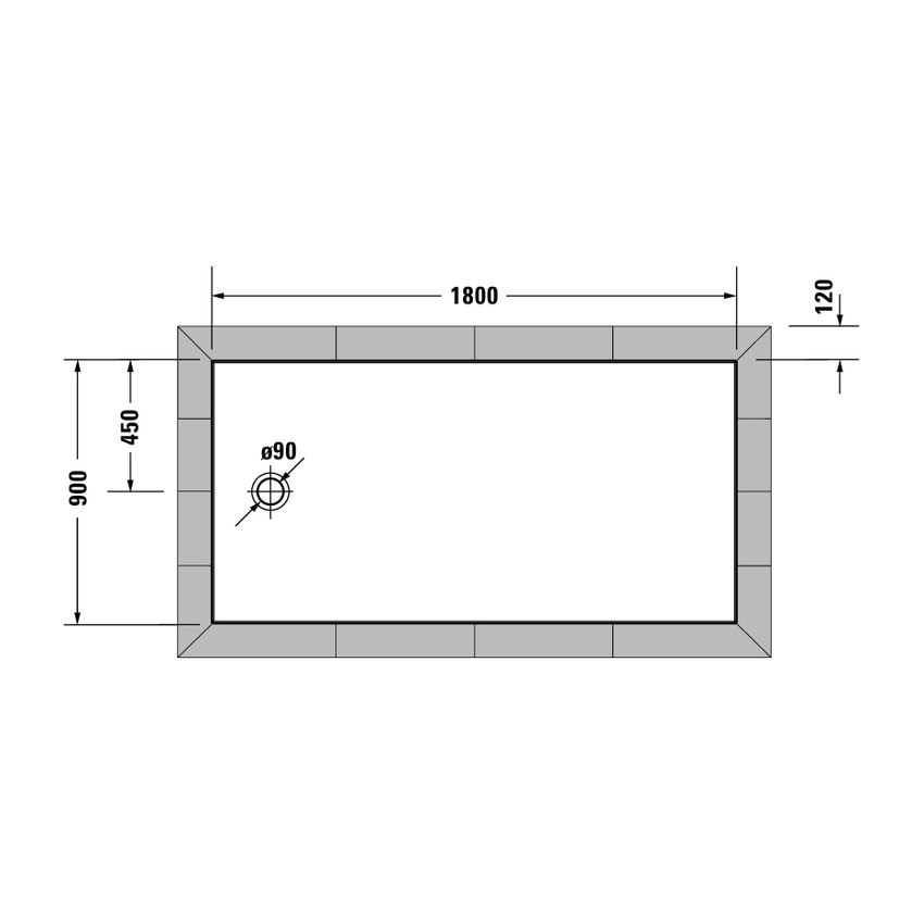 Duravit 720213000000001 TEMPANO piatto doccia filo pavimento rettangolare  L.180 P.90 cm, con foglio impermeabile premontato e Antislip, colore bianco  finitura lucido