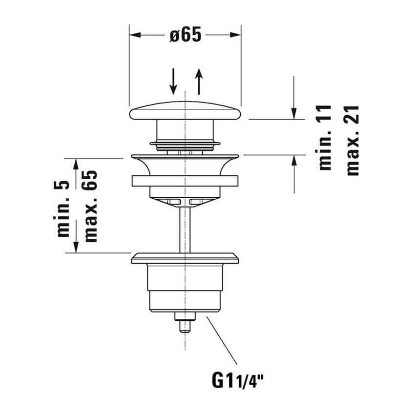 Immagine di Duravit Piletta Stop&Go per lavabi con troppopieno, colore antracite finitura opaco 0050791300