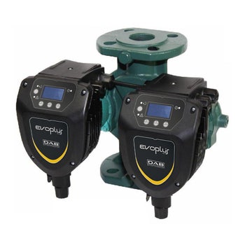 Immagine di Dab Pumps EVOPLUS SMALL D 110/250.40 M Circolatore elettronico a rotore bagnato per piccoli impianti ad uso abitativo e commerciale, versione gemellare con corpo pompa flangiato DN 40, portata max 9.6 m³/h - prevalenza max 11.2 m 60150961