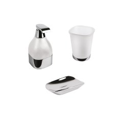 Immagine di Colombo Design ALIZÈ set da appoggio con porta sapone, dispenser sapone e bicchiere, finitura cromo SETAL001