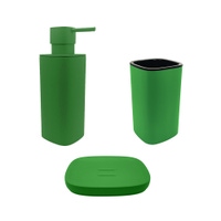 Immagine di Colombo Design TRENTA MOOD set d'appoggio con portasapone, dispenser sapone e porta bicchiere, colore lime green SETRM008