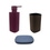 Immagine di Colombo Design TRENTA MOOD set d'appoggio con portasapone colore ocean blue, dispenser sapone colore claret violet e porta bicchiere colore bronze anodic brown SETRM011