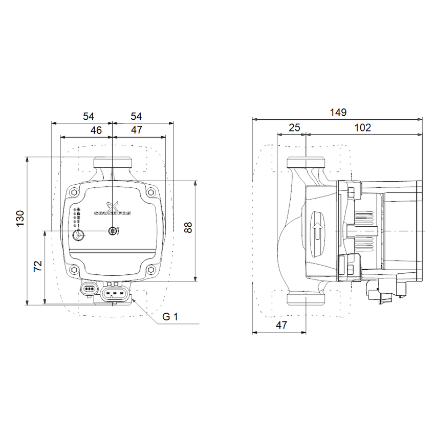 Grundfos 99160550 ALPHA1 L 15-40 130 Circolatore a rotore bagnato a  velocità variabile per impianti di riscaldamento domestici, bocche  filettate G 1, prevalenza max 4 m