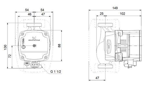 Immagine di Grundfos ALPHA1 L 25-40 130 Circolatore a rotore bagnato a velocità variabile per impianti di riscaldamento domestici, bocche filettate G 1" 1/2, prevalenza max 4 m 99160578