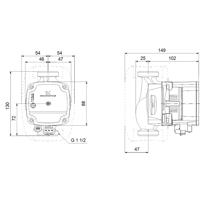 Immagine di Grundfos ALPHA1 L 25-40 130 Circolatore a rotore bagnato a velocità variabile per impianti di riscaldamento domestici, bocche filettate G 1" 1/2, prevalenza max 4 m 99160578