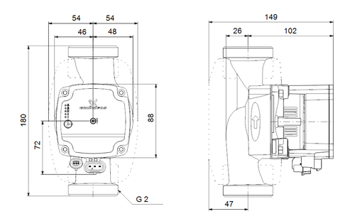 Immagine di Grundfos ALPHA1 L 32-40 180 Circolatore a rotore bagnato a velocità variabile per impianti di riscaldamento domestici, bocche filettate G 2", prevalenza max 4 m 99160587