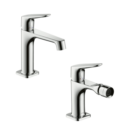 Immagine di Axor CITTERIO M set rubinetteria con miscelatore lavabo con scarico e miscelatore bidet con scarico, finitura cromo SETCITM001