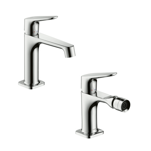 Immagine di Axor CITTERIO M set rubinetteria con miscelatore lavabo con scarico e miscelatore bidet con scarico, finitura cromo SETCITM001